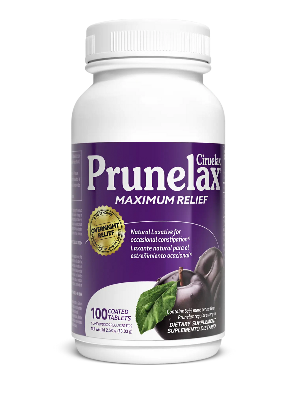 Prunelax Maximum Relief Tablets | Natural Senna & Prune Extract | Gentle Overnight Constipation Relief