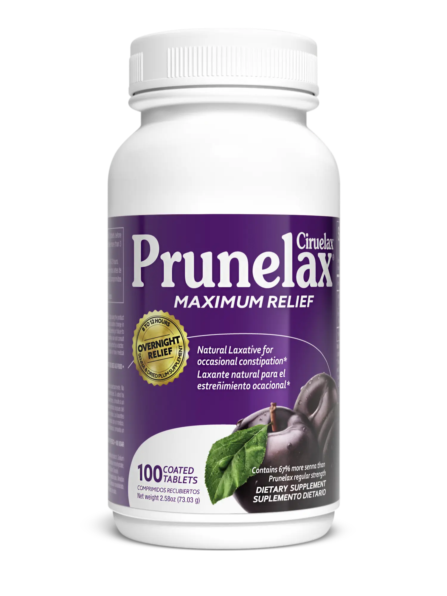Prunelax Maximum Relief Tablets | Natural Senna & Prune Extract | Gentle Overnight Constipation Relief