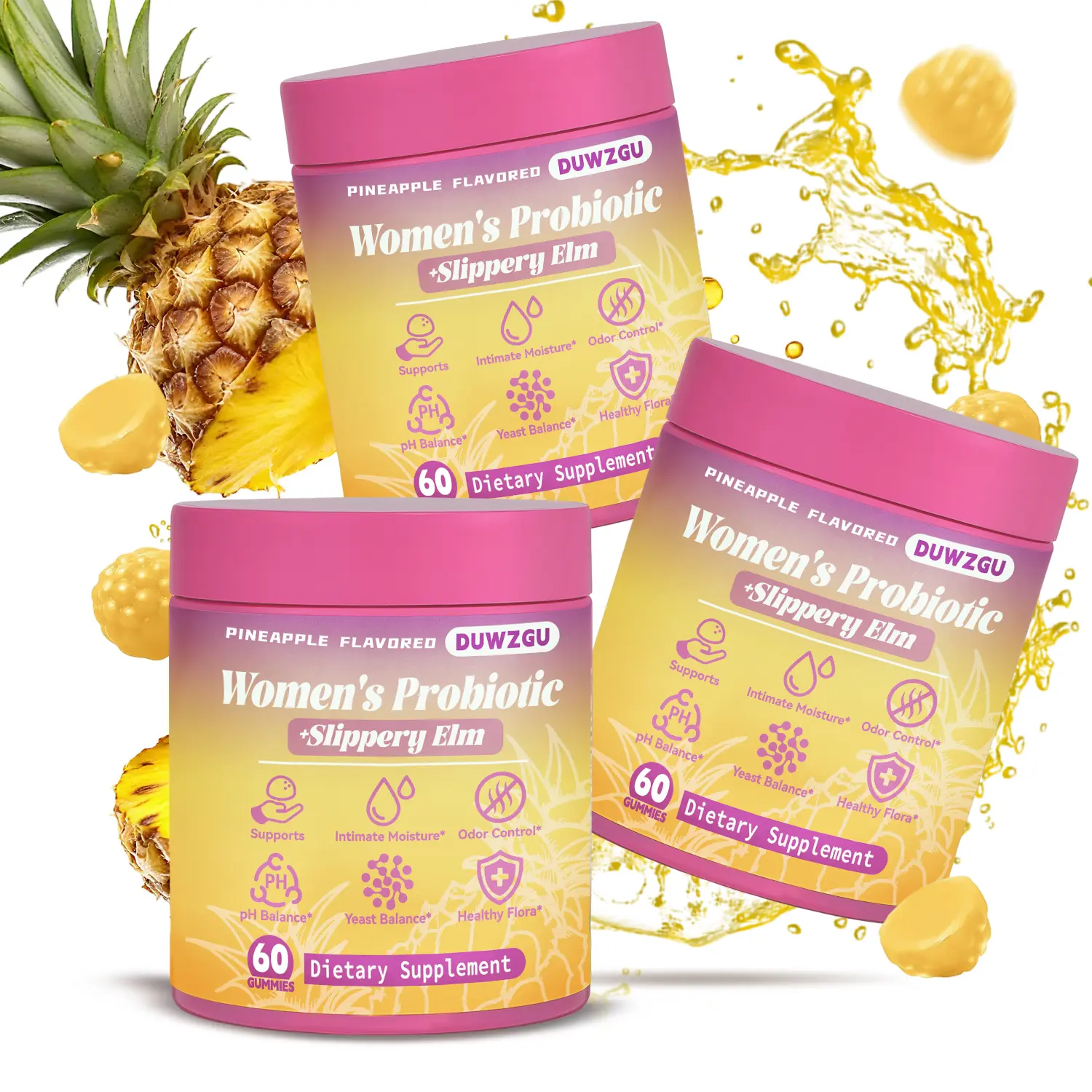 Feminine Probiotic Gummies – pH Balance & Dryness Relief | Pineapple Flavor