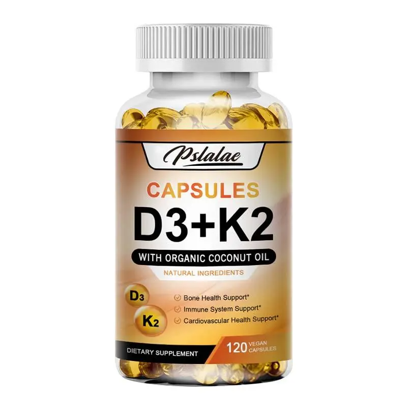 Pslalae Vitamin D3 + K2 Complex | Organic Coconut Oil | Bone, Heart & Immune Support | 120–600 Capsules
