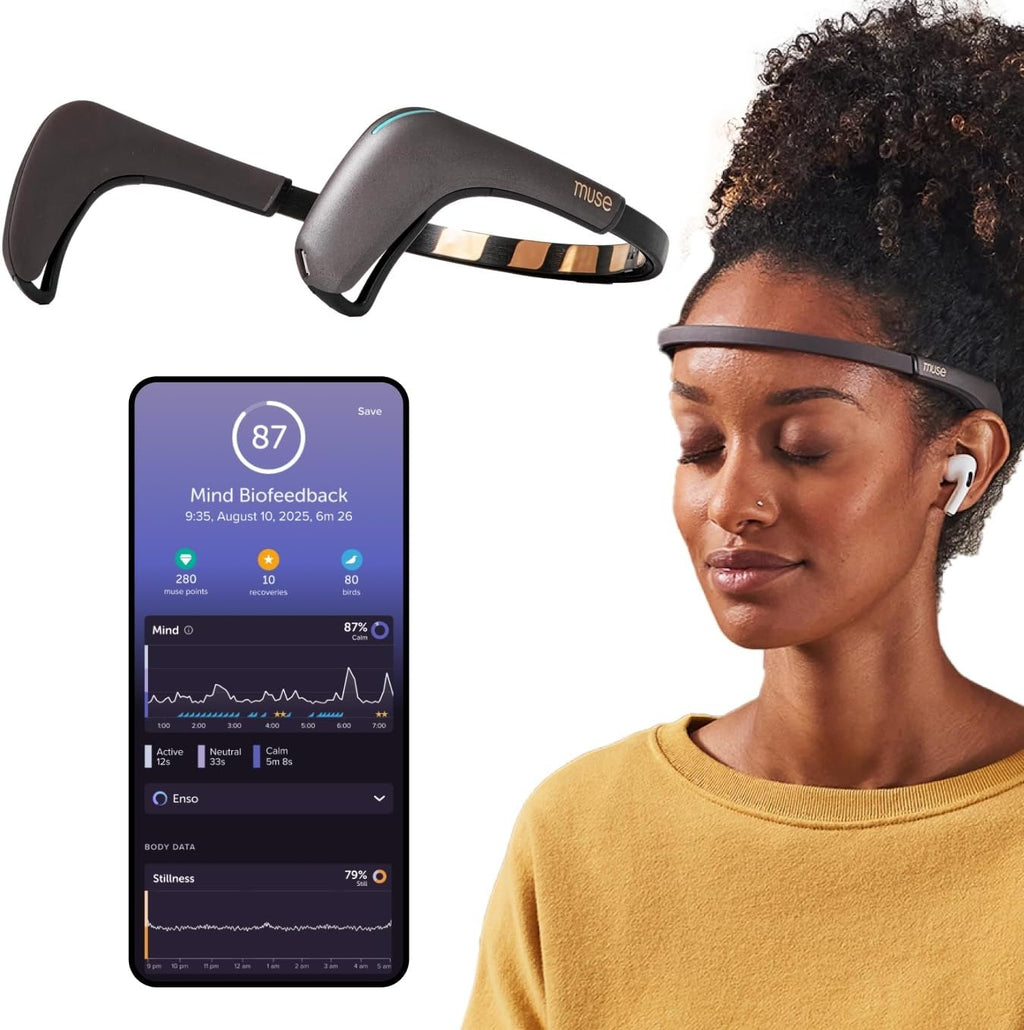 MUSE 2 Brain Sensing Headband | EEG Meditation Tracker & Neurofeedback Device | Real-Time Biofeedback for Mindfulness