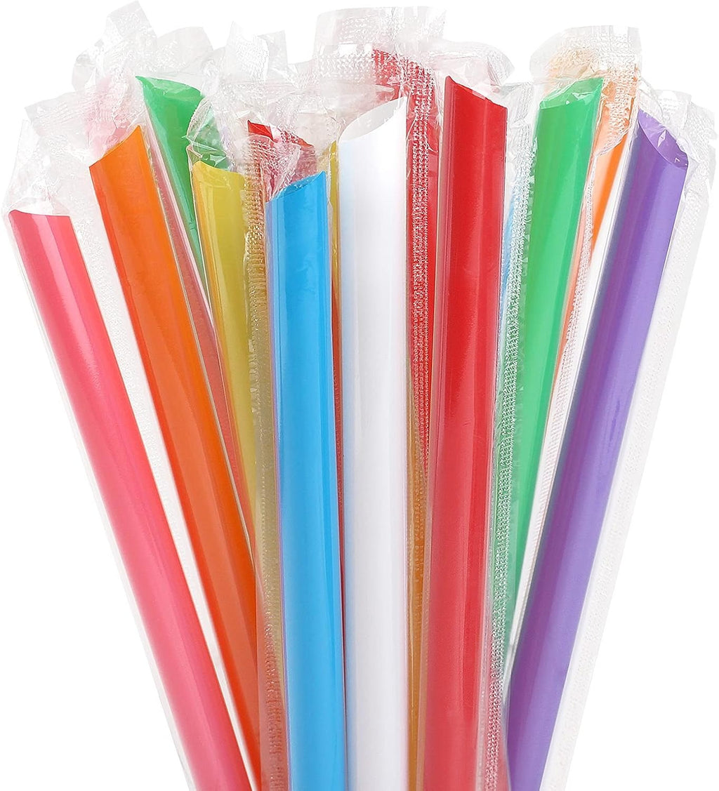 Jumbo Boba Straws | Wide Mouth Bubble Tea & Milkshake Straws | Colorful, Individually Wrapped | 1, 5 or 10-Pack