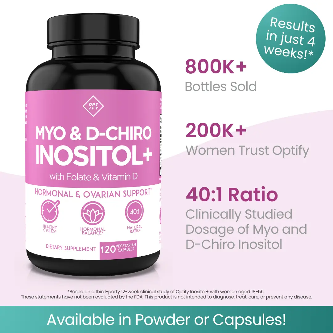 Optify Myo+DCI Inositol Capsules – 40:1 Ratio, 120 Caps with Folate & Vitamin D