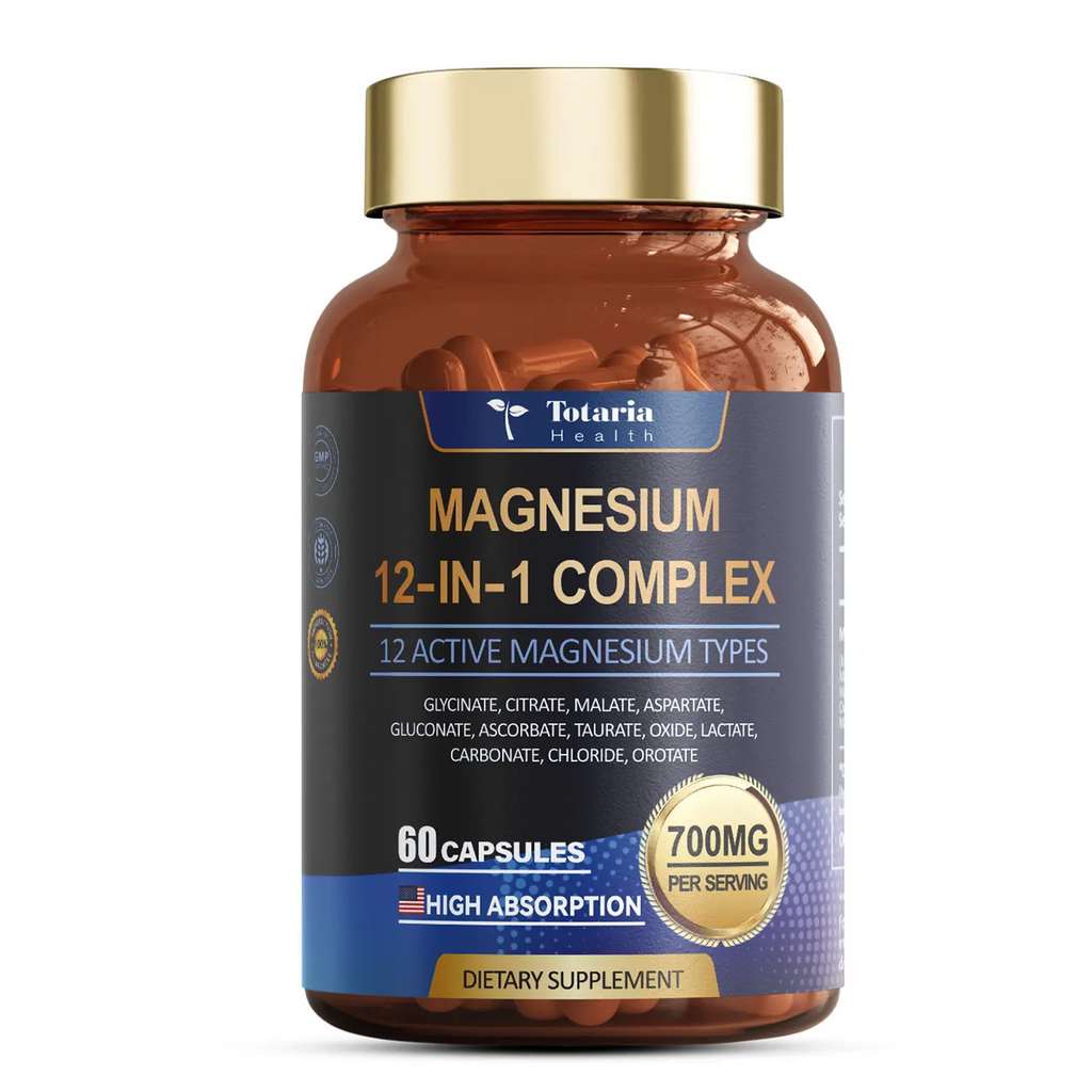 Totaria 12-in-1 Magnesium Complex 700mg – 60 Vegan Capsules | Sleep & Muscle Support
