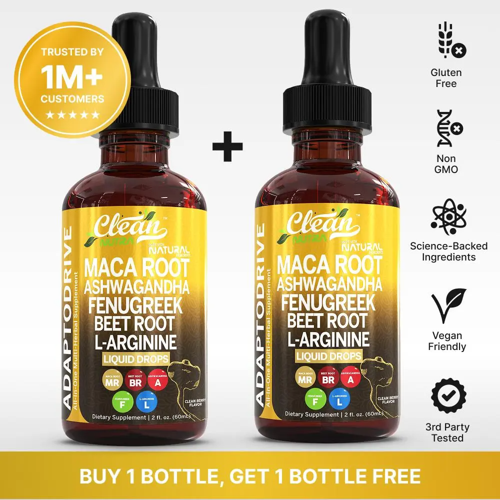 Clean Nutra Organic Maca Root Drops – Ashwagandha, Fenugreek & L-Arginine | Liquid Multivitamin for Women & Men