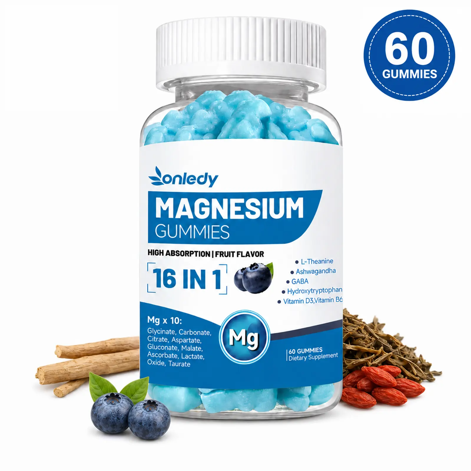 Onledy 16-in-1 Magnesium Complex Gummies – Sleep, Stress Relief & Energy