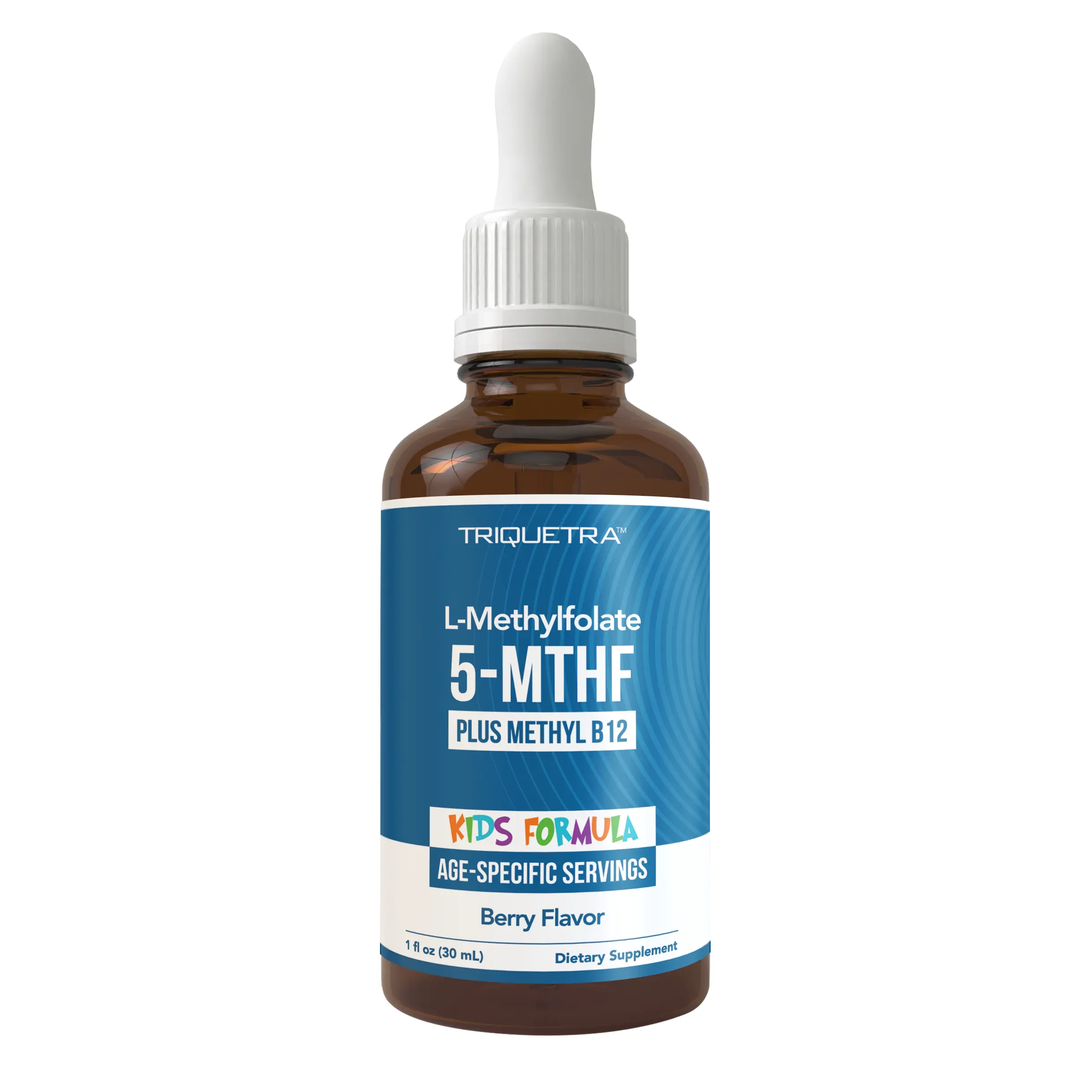 Triquetra Organic Kids Methylfolate + Methyl B12 | Berry Flavor Liquid Drops | Mood, Behavior & Cognition Support