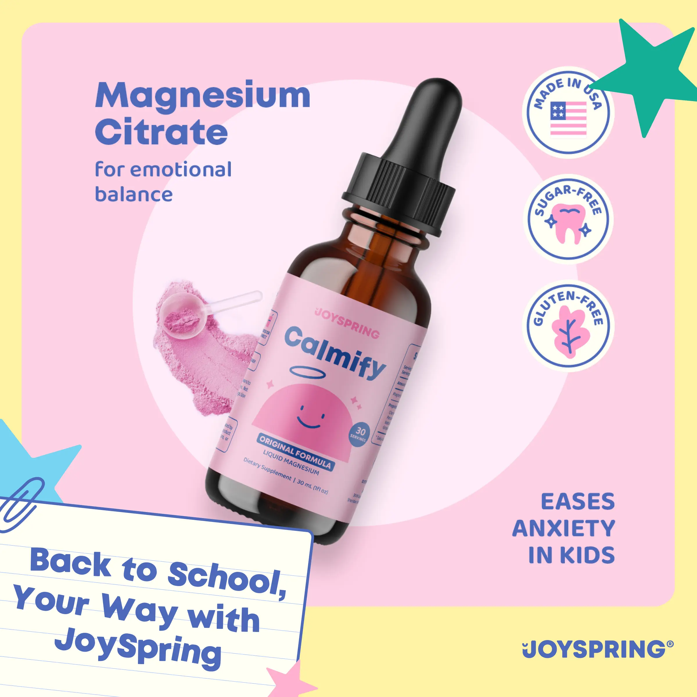 JoySpring Calmify Kids Liquid Magnesium Citrate – Calm & Relaxation with Chamomile