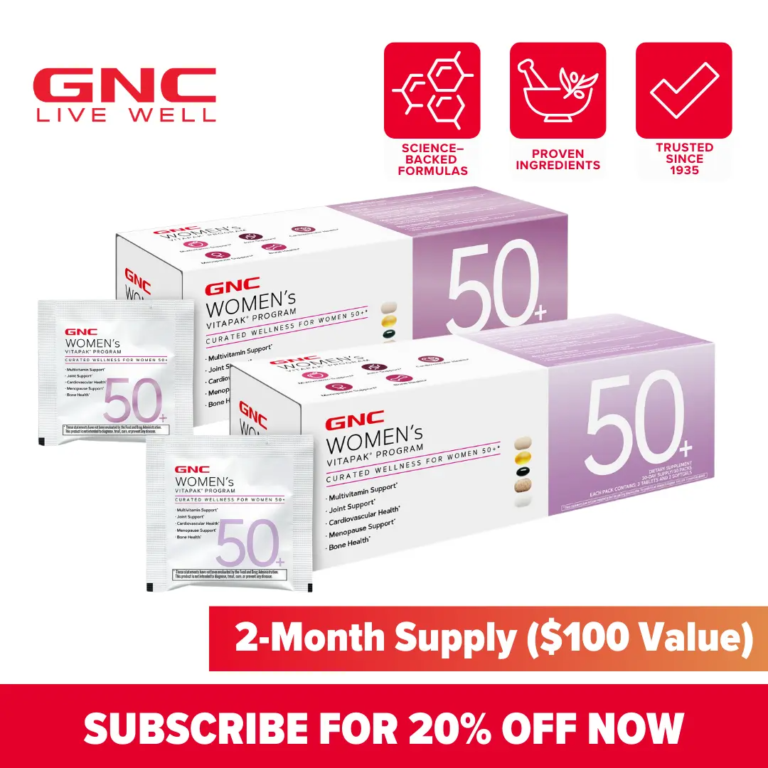 GNC Women's 50+ Vitapak – 5-in-1 Multivitamin for Hormones, Brain, Bone & Metabolism