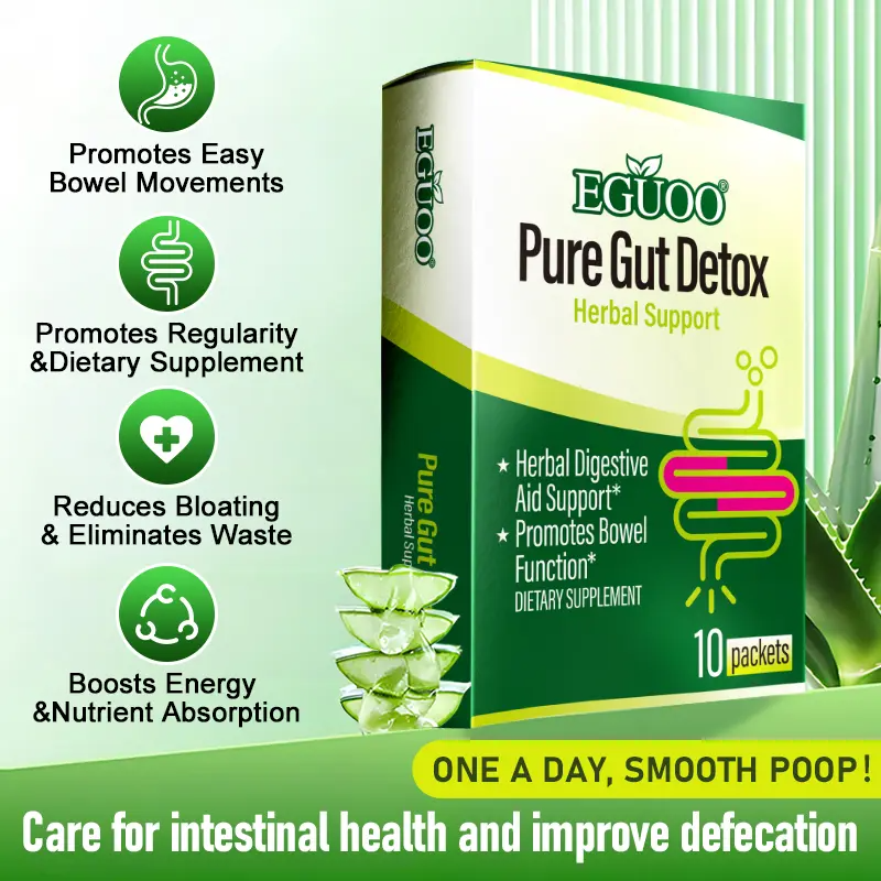 EGUOO 10-Day Colon Cleanse & Detox Powder | Natural Fiber for Bloating & Constipation Relief | 10 Packets