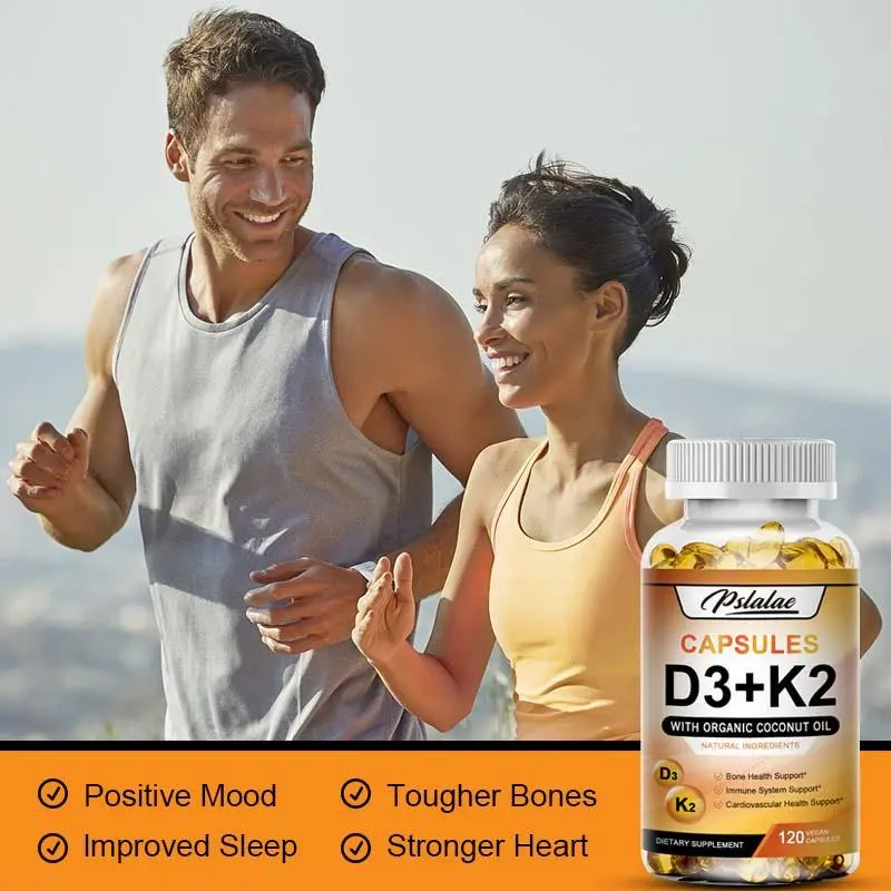 Pslalae Vitamin D3 + K2 Complex | Organic Coconut Oil | Bone, Heart & Immune Support | 120–600 Capsules