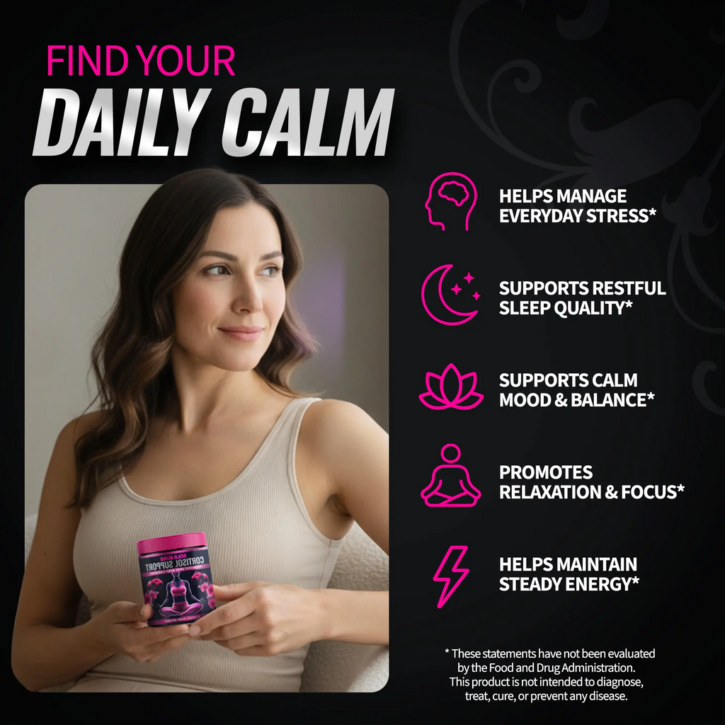 Cortisol Support for Women | Sensoril Ashwagandha, L-Theanine & Magnolia Bark | Stress, Mood & Sleep | 60 Vegan Capsules