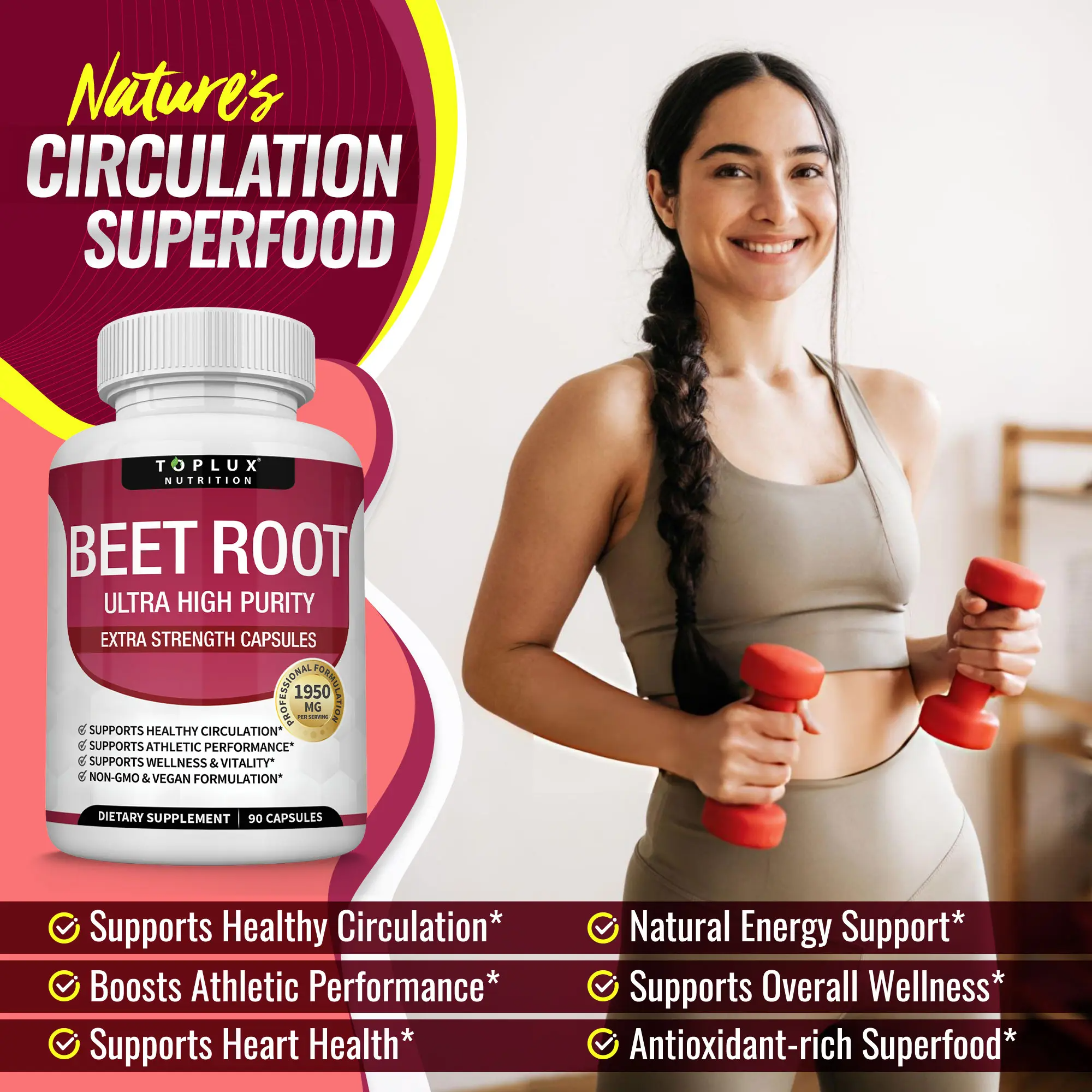 Organic Beet Root Capsules – Supports Blood Flow, Circulation & Energy