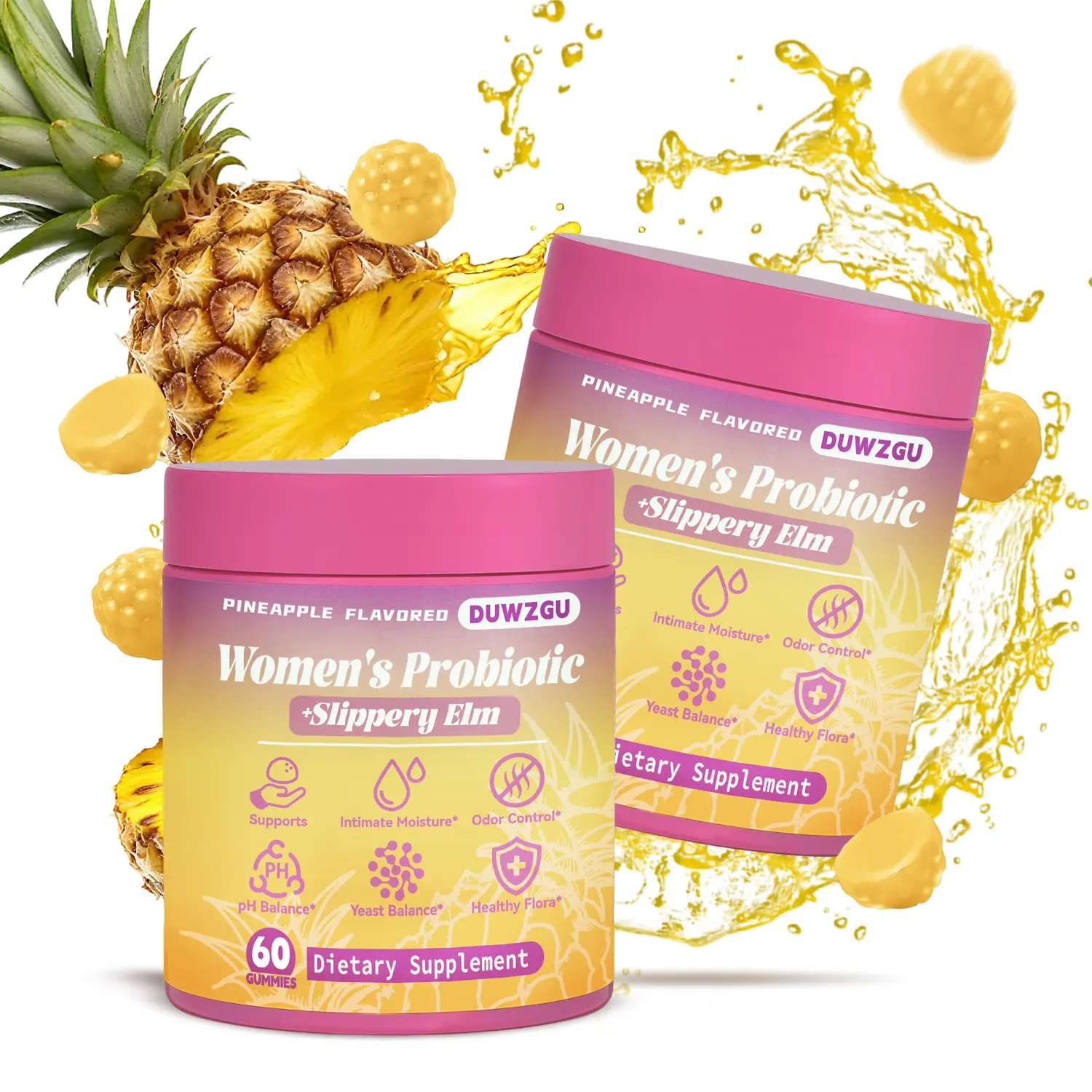 Feminine Probiotic Gummies – pH Balance & Dryness Relief | Pineapple Flavor