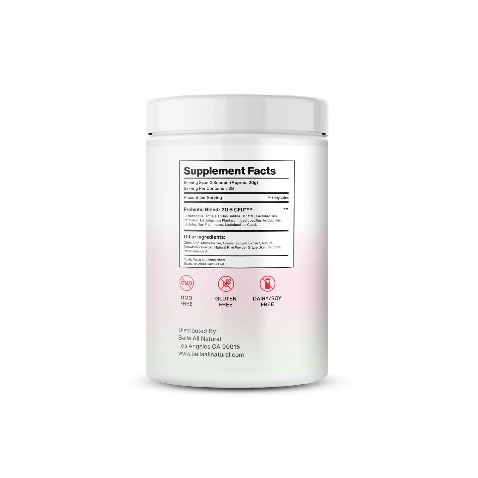 Bella All Natural Probiotic Drink Mix – Strawberry Kiwi Lemonade | Daily Gut Support