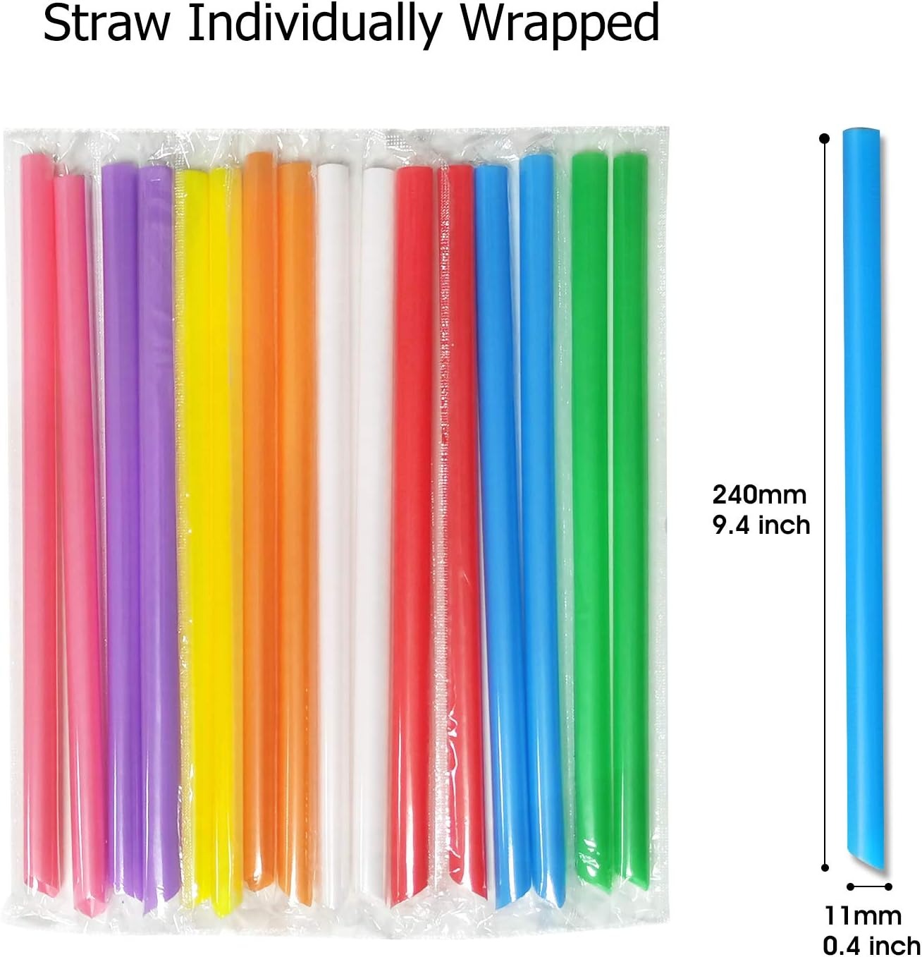 Jumbo Boba Straws | Wide Mouth Bubble Tea & Milkshake Straws | Colorful, Individually Wrapped | 1, 5 or 10-Pack