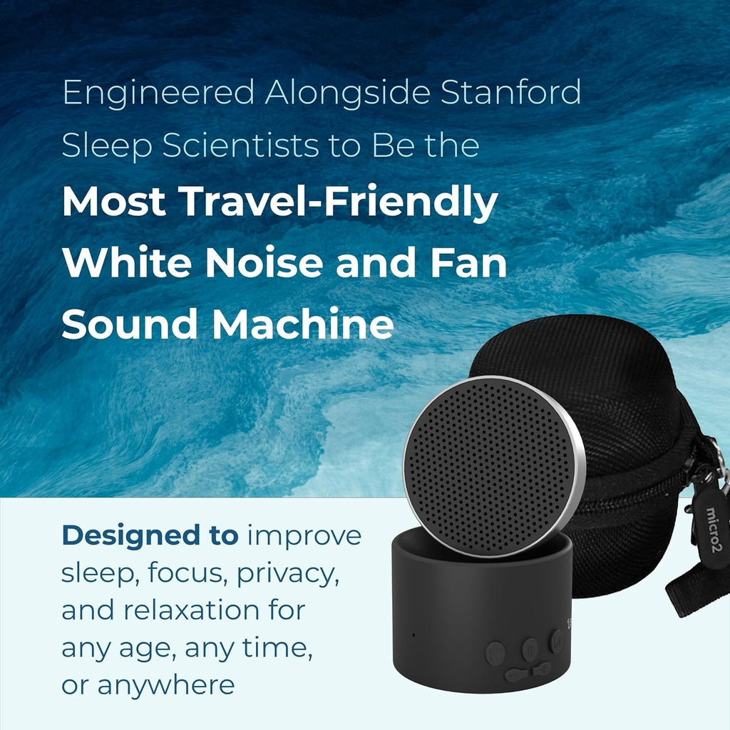 LectroFan Micro2 Portable Sound Machine | White Noise, Fan Sounds & Sleep Aid | Travel-Friendly | Black