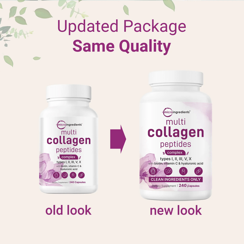 Micro Ingredients Multi Collagen Complex – 240 Capsules | Types I, II, III, V & X