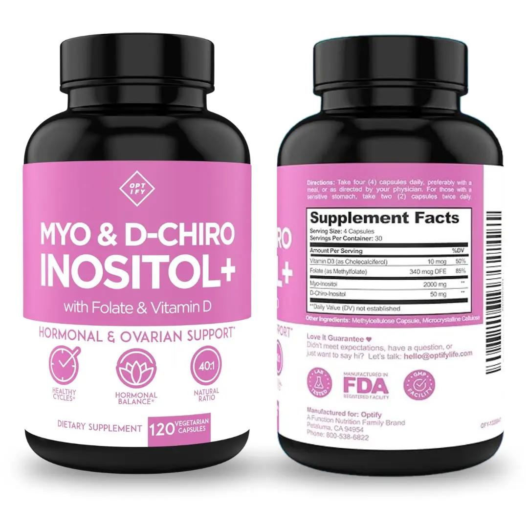 Optify Myo+DCI Inositol Capsules – 40:1 Ratio, 120 Caps with Folate & Vitamin D