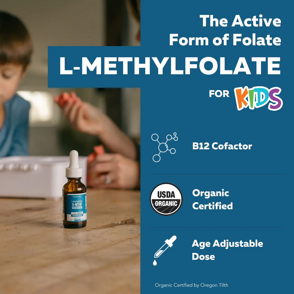 Triquetra Organic Kids Methylfolate + Methyl B12 | Berry Flavor Liquid Drops | Mood, Behavior & Cognition Support