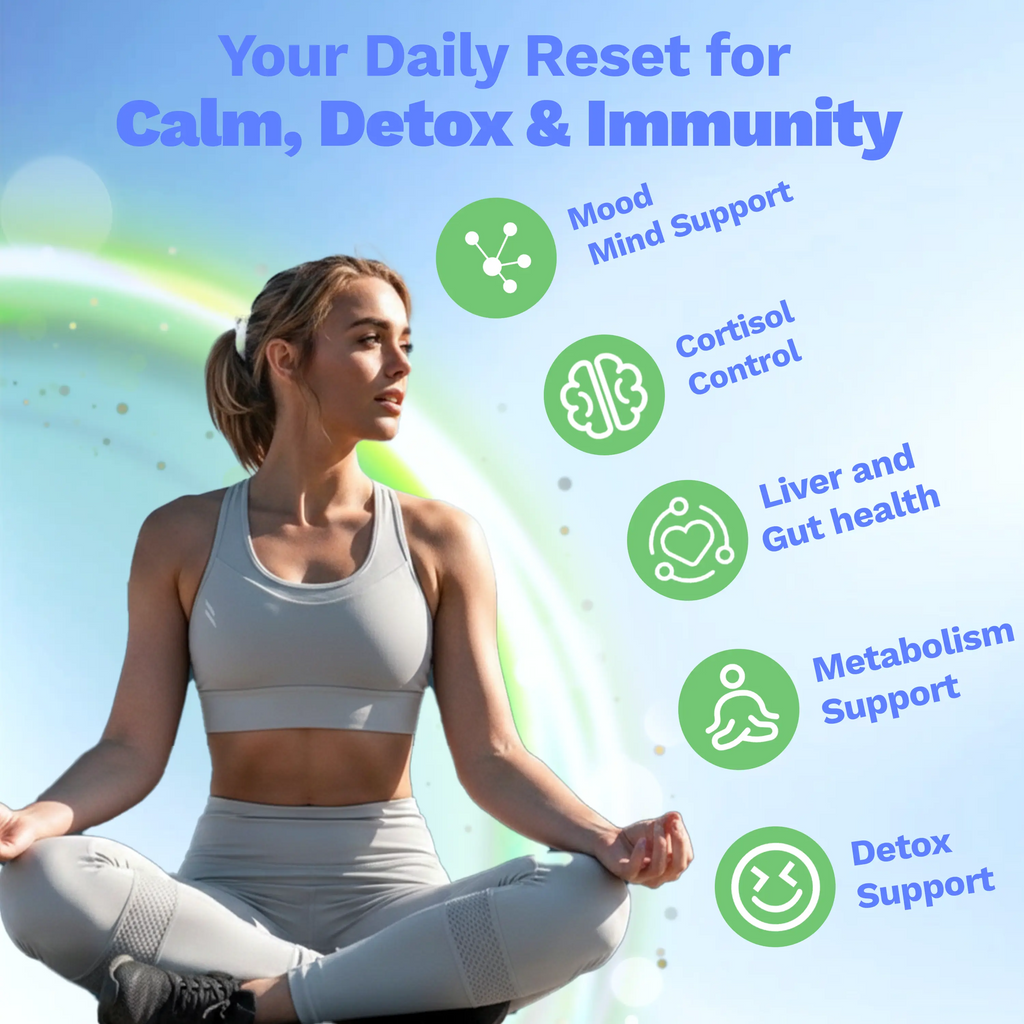 Jooiee Nu EasyCalm Blue Detox | Blue Spirulina, KSM-66 Ashwagandha & Magnesium | Gut Balance & Bloat Relief | 20 Servings