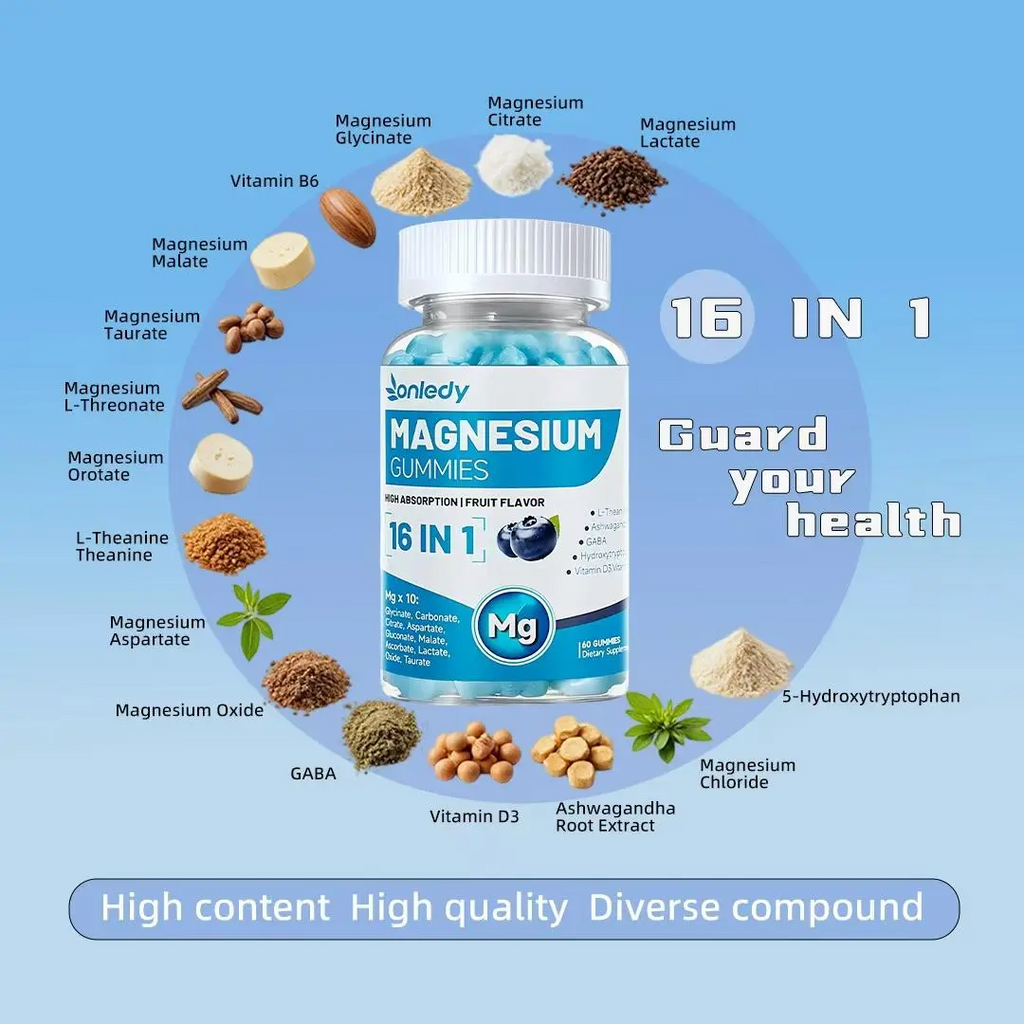 Onledy 16-in-1 Magnesium Complex Gummies – Sleep, Stress Relief & Energy