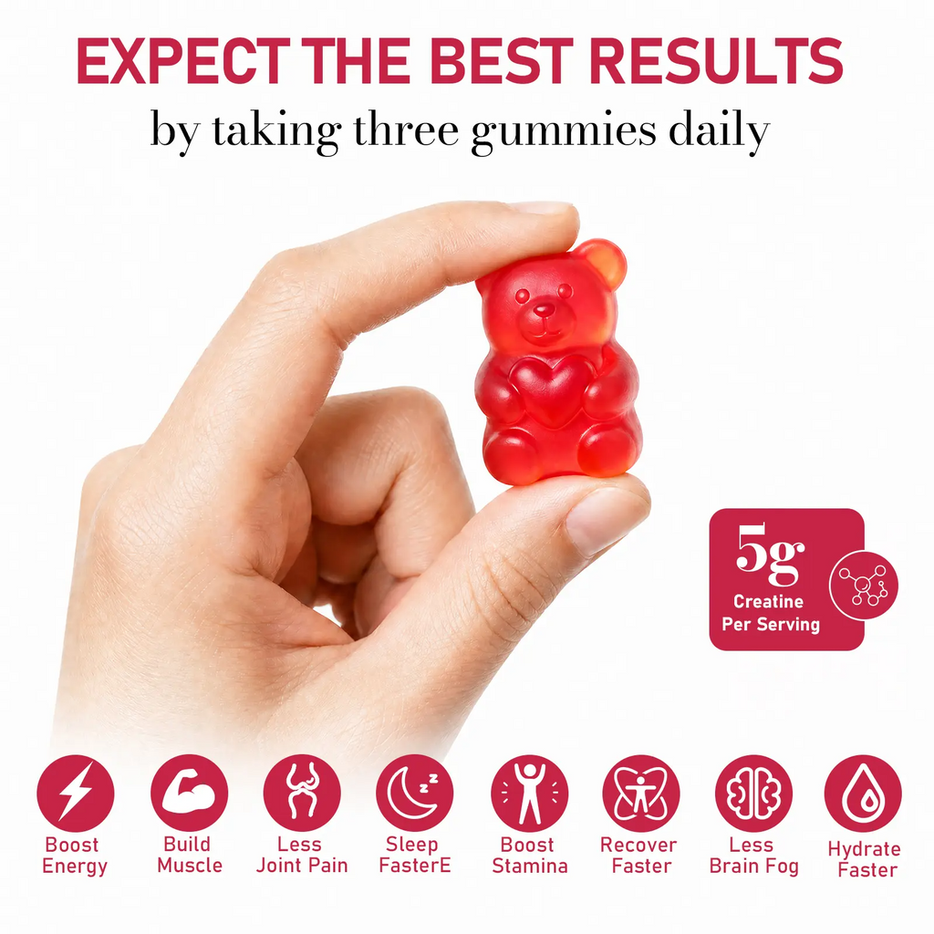 Women's Creatine Monohydrate Gummies – Vegan, Zinc-Infused | Muscle, Energy & Hair Skin Nails