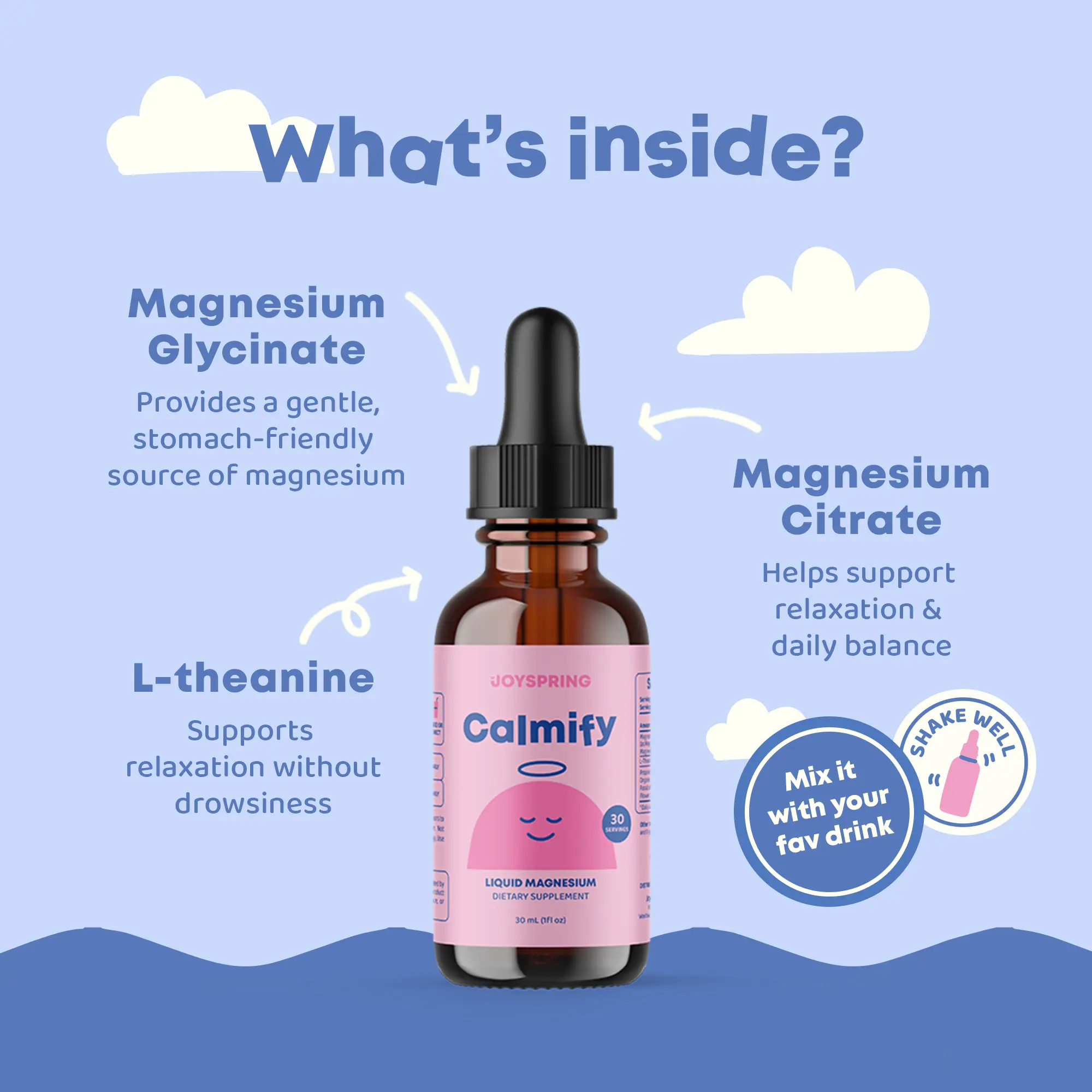 JoySpring Calmify Kids Liquid Magnesium Citrate – Calm & Relaxation with Chamomile