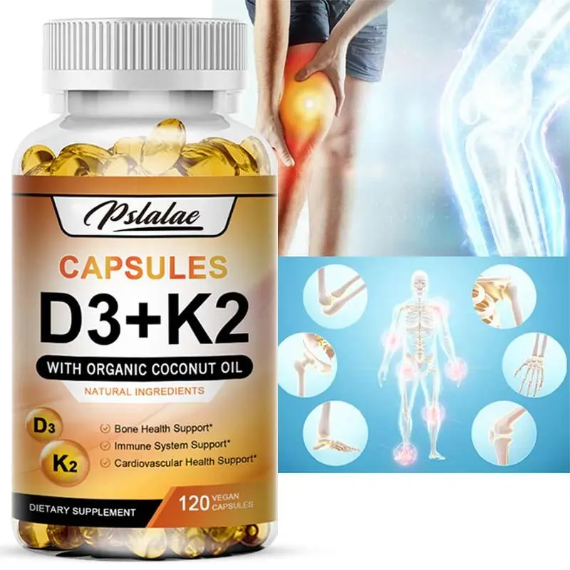Pslalae Vitamin D3 + K2 Complex | Organic Coconut Oil | Bone, Heart & Immune Support | 120–600 Capsules