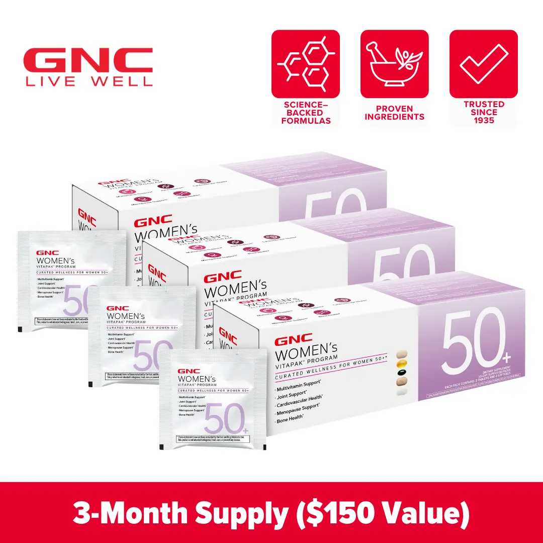GNC Women's 50+ Vitapak – 5-in-1 Multivitamin for Hormones, Brain, Bone & Metabolism