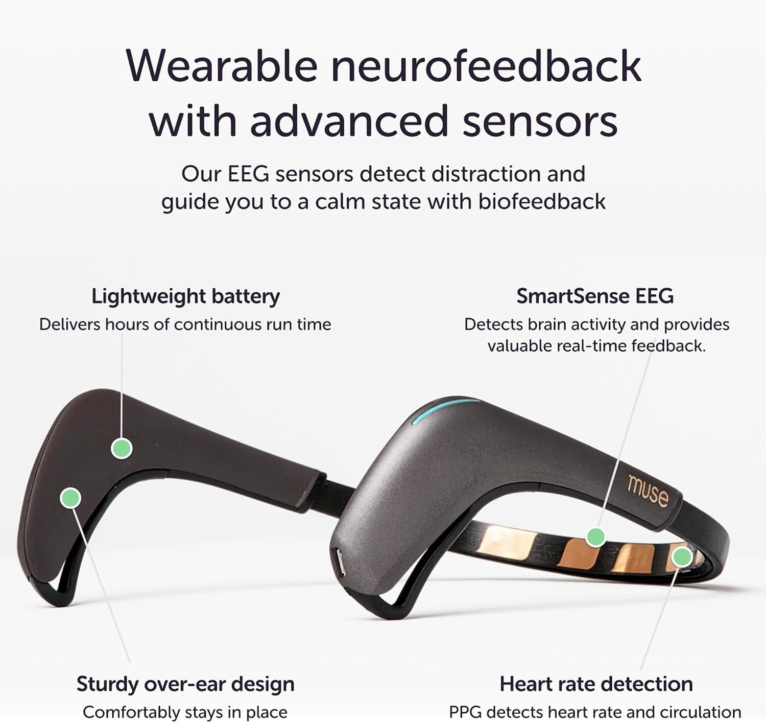 MUSE 2 Brain Sensing Headband | EEG Meditation Tracker & Neurofeedback Device | Real-Time Biofeedback for Mindfulness