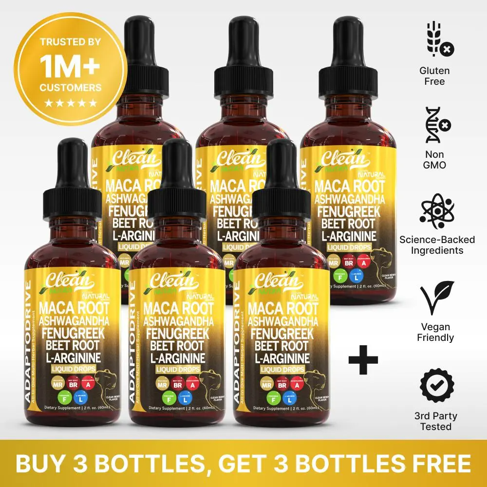 Clean Nutra Organic Maca Root Drops – Ashwagandha, Fenugreek & L-Arginine | Liquid Multivitamin for Women & Men
