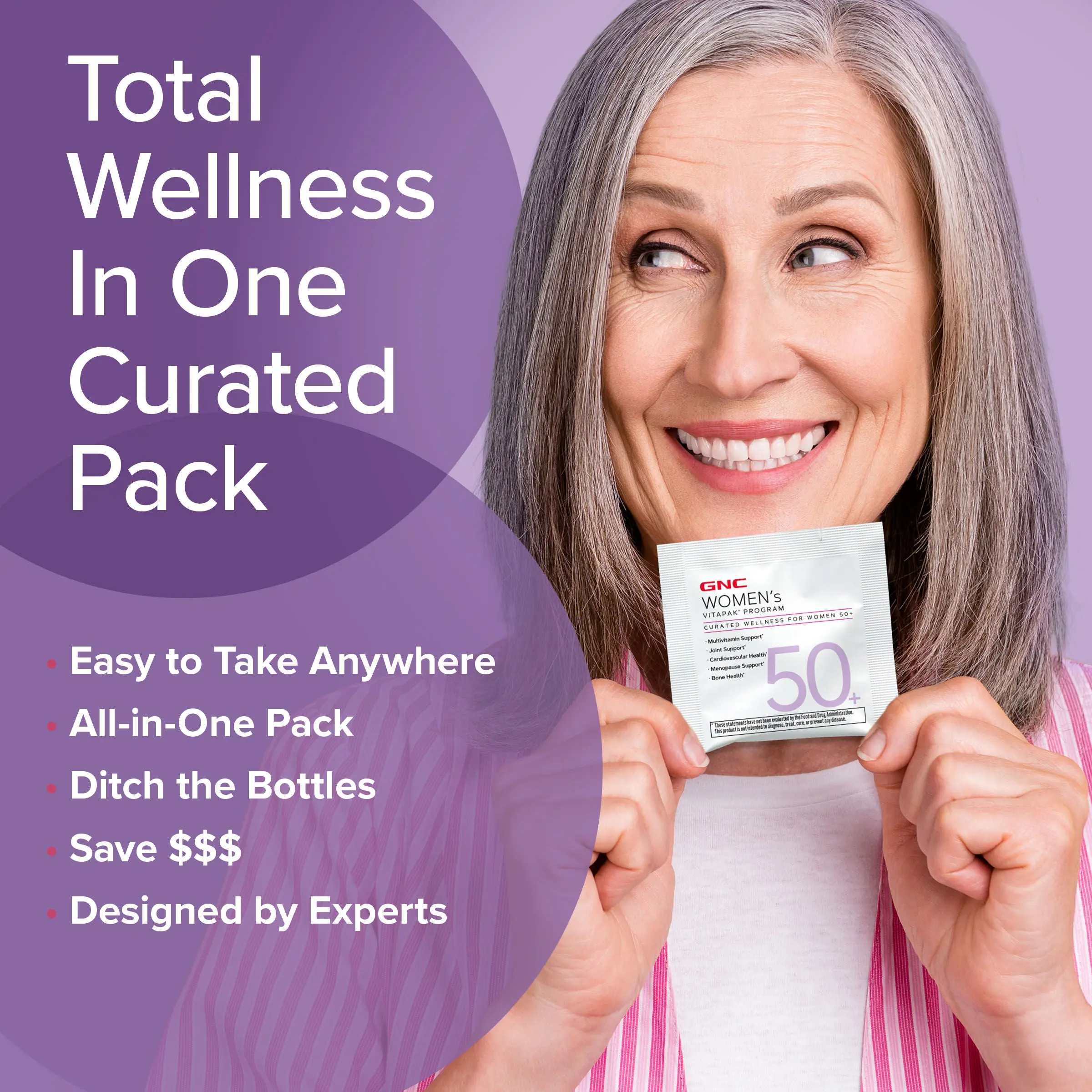 GNC Women's 50+ Vitapak – 5-in-1 Multivitamin for Hormones, Brain, Bone & Metabolism