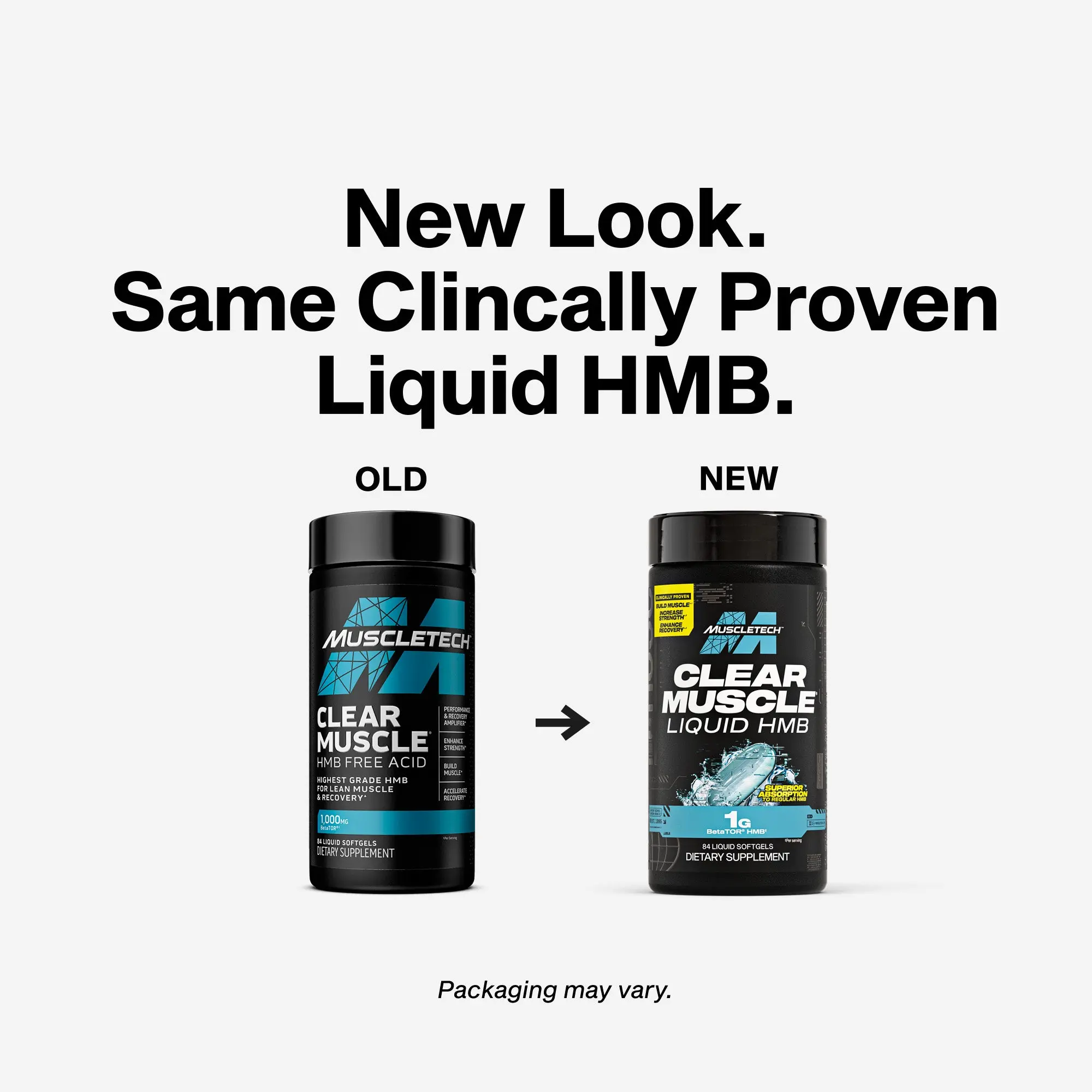 MuscleTech Clear Muscle Liquid HMB 1000mg – Lean Muscle & Recovery Softgels