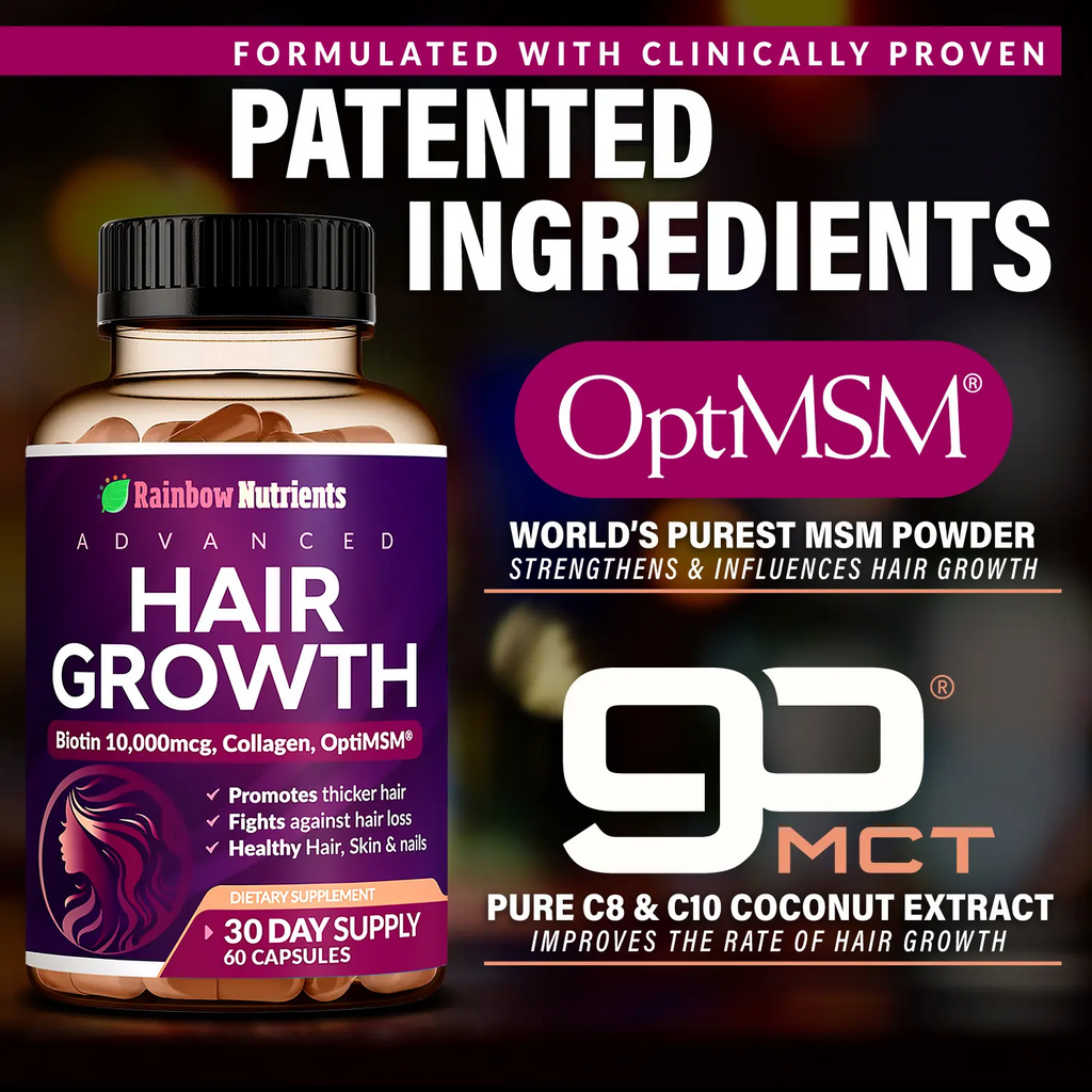 24-in-1 Hair Growth Vitamins | Biotin 10,000mcg, Collagen & Saw Palmetto | Stronger Hair, Skin & Nails | 30-Day Supply