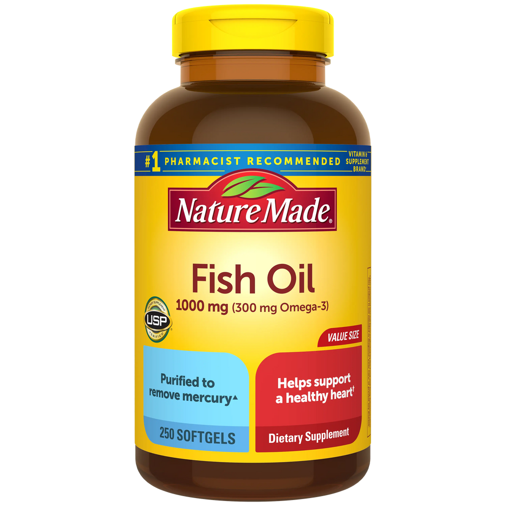 Fish Oil 1000mg Softgels – Omega-3 Heart & Brain Support