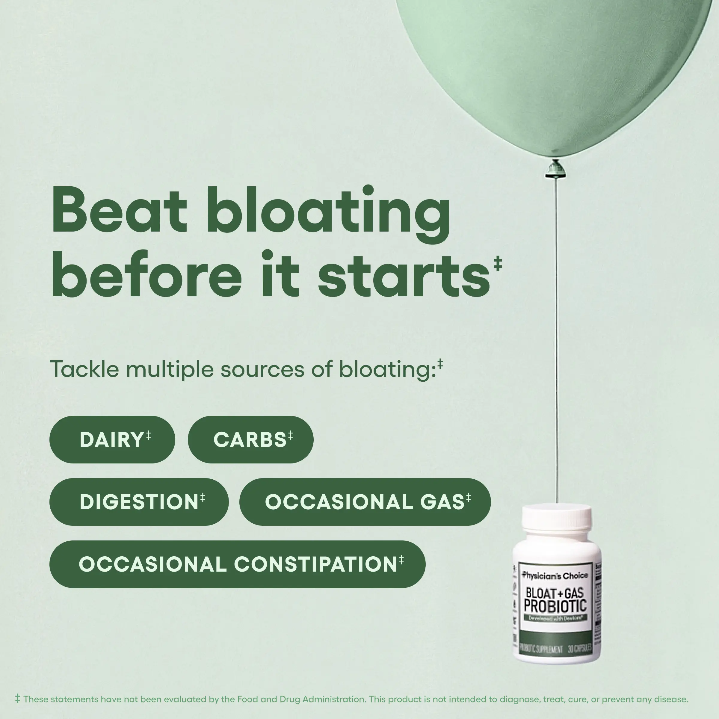 Physician's Choice Bloat & Gas Probiotic | Lactase, Digestive Enzymes, Prebiotics & Postbiotics | Daily Gut Support