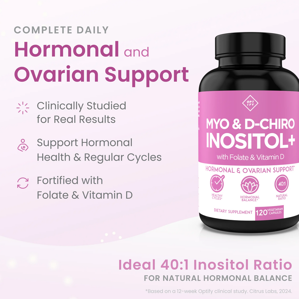 Optify Myo+DCI Inositol Capsules – 40:1 Ratio, 120 Caps with Folate & Vitamin D