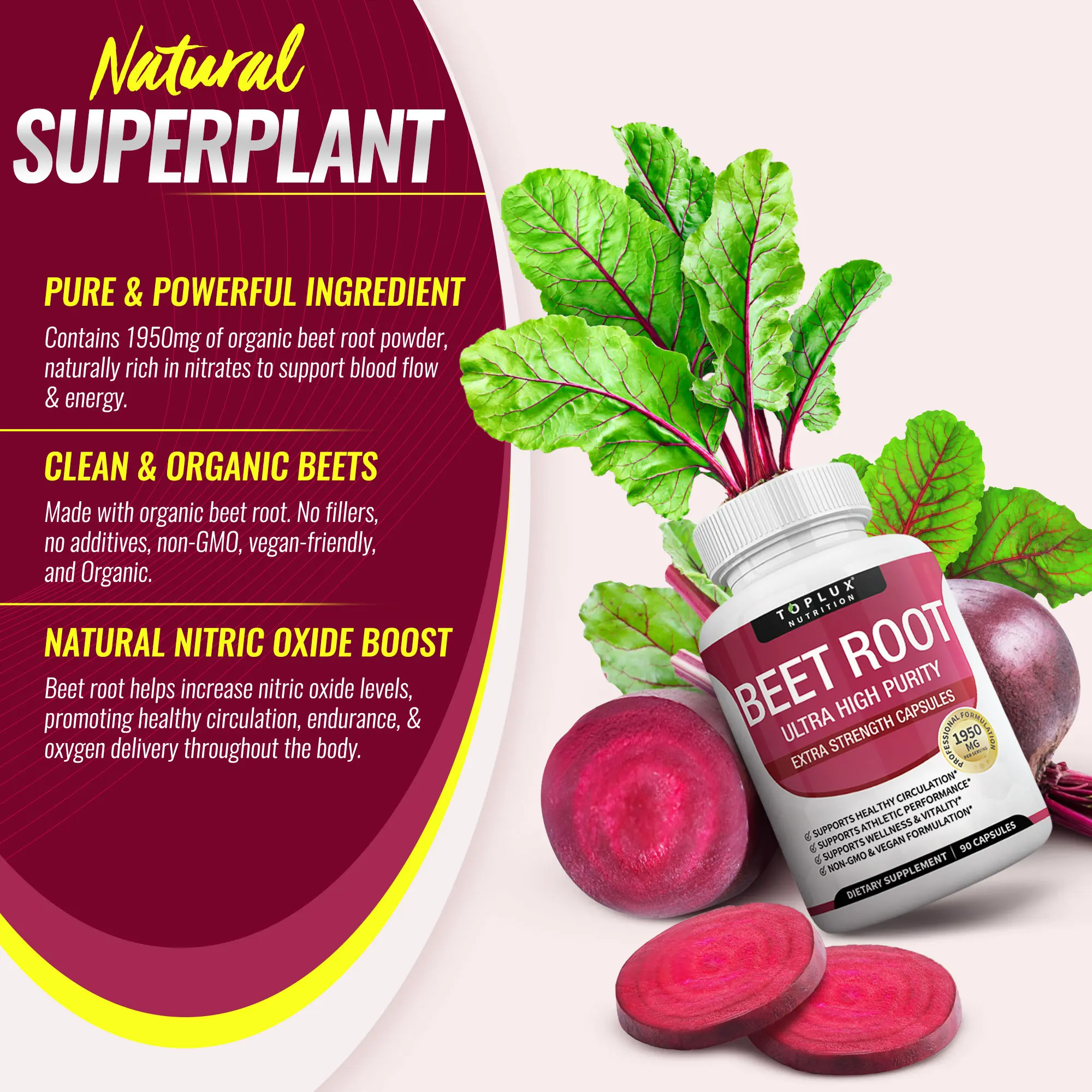 Organic Beet Root Capsules – Supports Blood Flow, Circulation & Energy