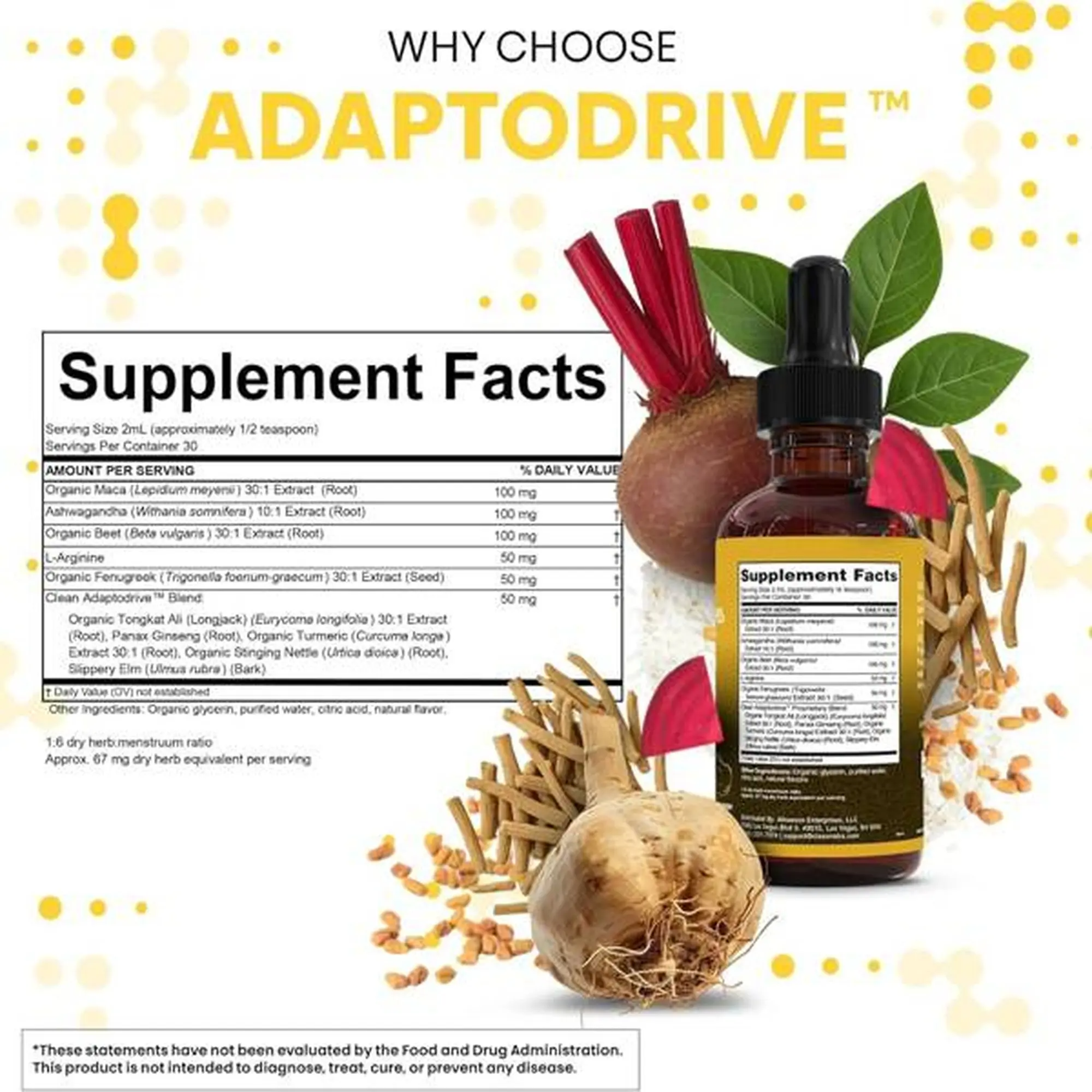 Clean Nutra Organic Maca Root Drops – Ashwagandha, Fenugreek & L-Arginine | Liquid Multivitamin for Women & Men