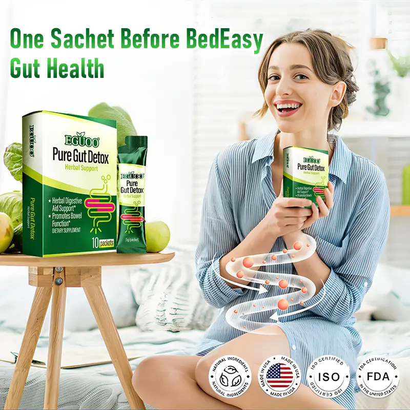 EGUOO 10-Day Colon Cleanse & Detox Powder | Natural Fiber for Bloating & Constipation Relief | 10 Packets