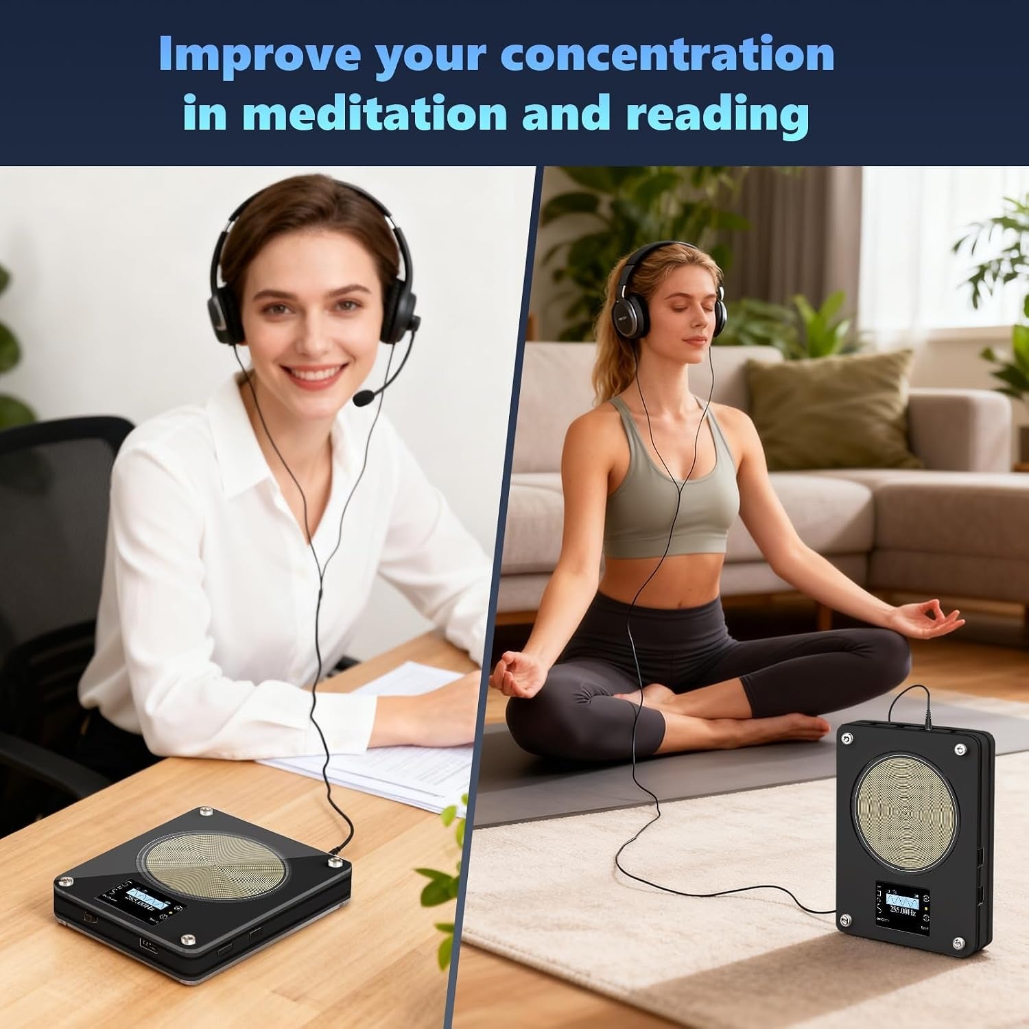 Rechargeable Frequency Generator | Stress Relief & Relaxation Device | Black & White