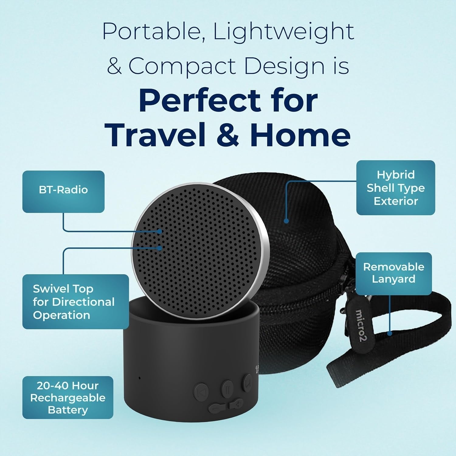 LectroFan Micro2 Portable Sound Machine | White Noise, Fan Sounds & Sleep Aid | Travel-Friendly | Black