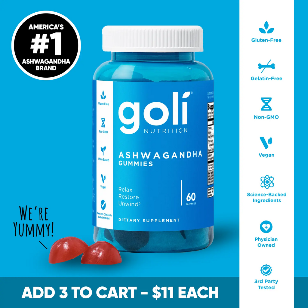 Goli Ashwagandha & Vitamin D Gummies – KSM-66, Mixed Berry | Vegan & Non-GMO