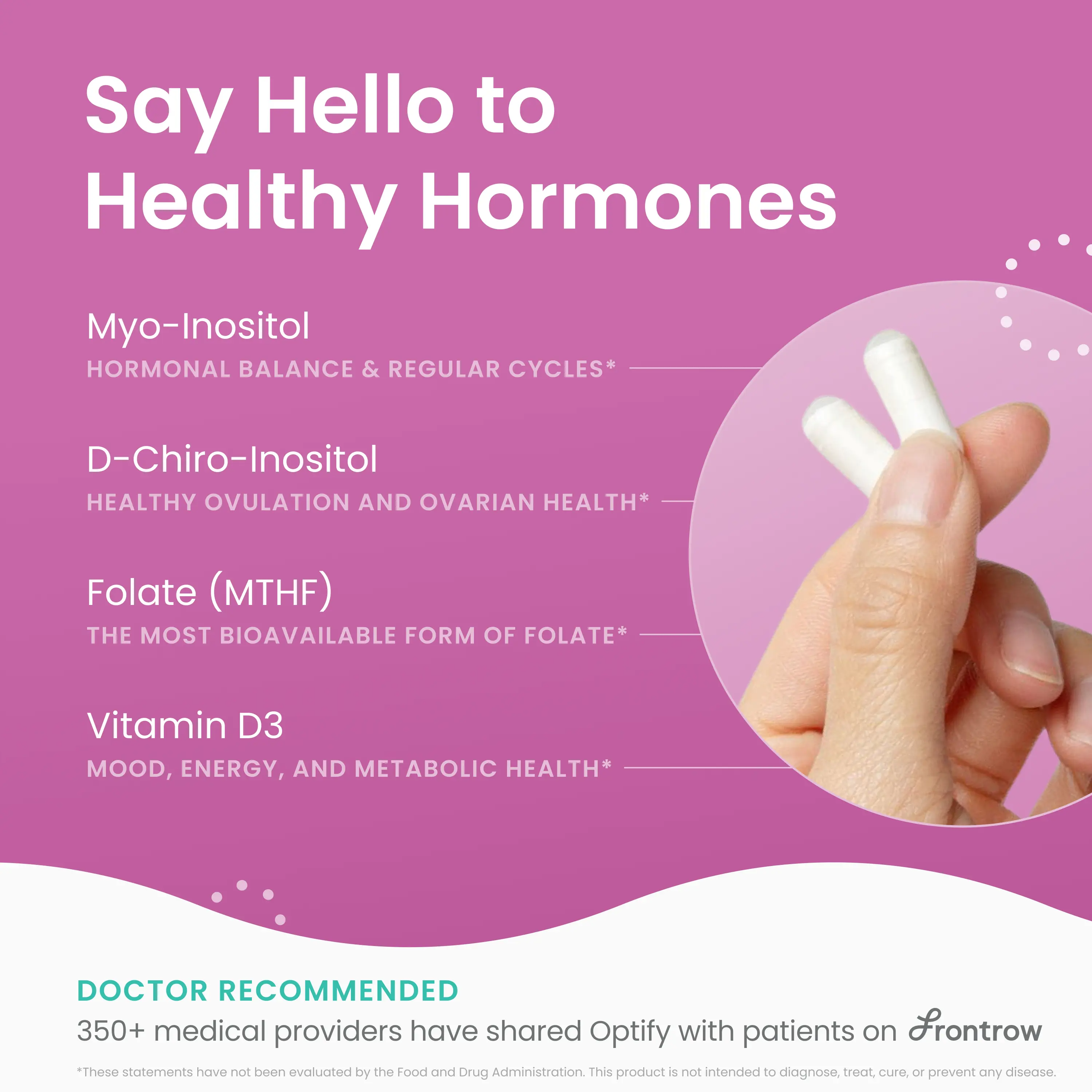 Optify Myo+DCI Inositol Capsules – 40:1 Ratio, 120 Caps with Folate & Vitamin D