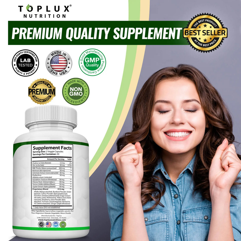 Toplux Liver Cleanse Detox & Repair Supplement | Supports Liver Health, Digestion & Overall Wellness
