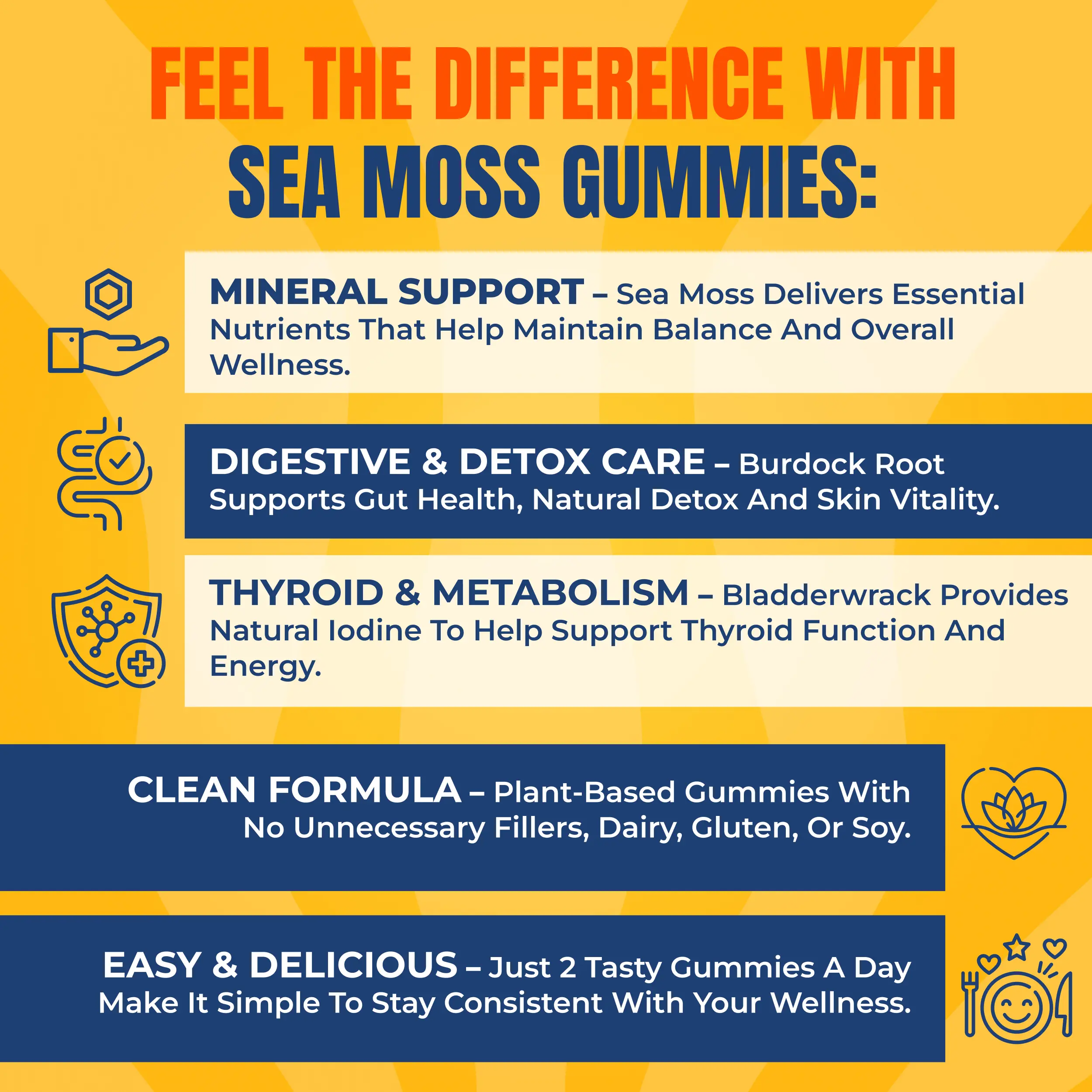 True Sea Moss Gummies – 60 Count with Bladderwrack, Burdock Root & Magnesium