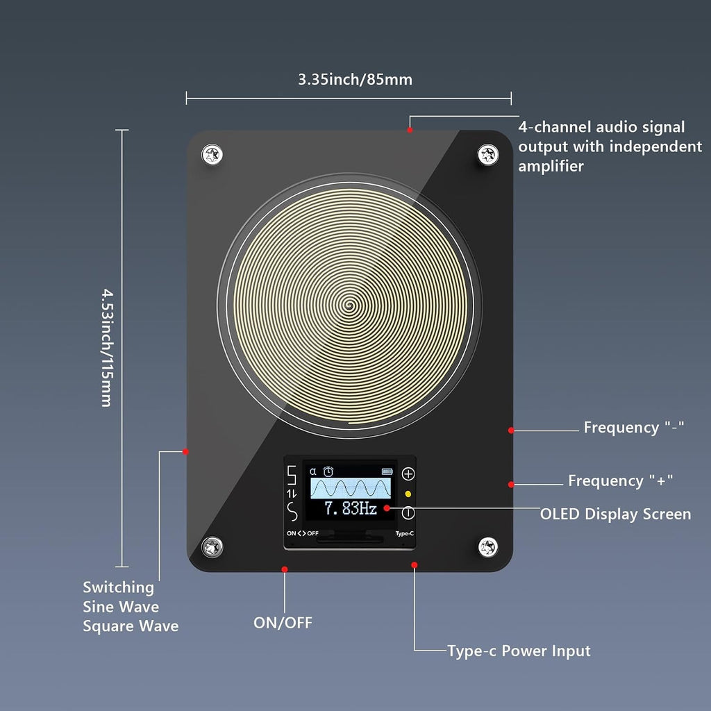 Rechargeable Frequency Generator | Stress Relief & Relaxation Device | Black & White