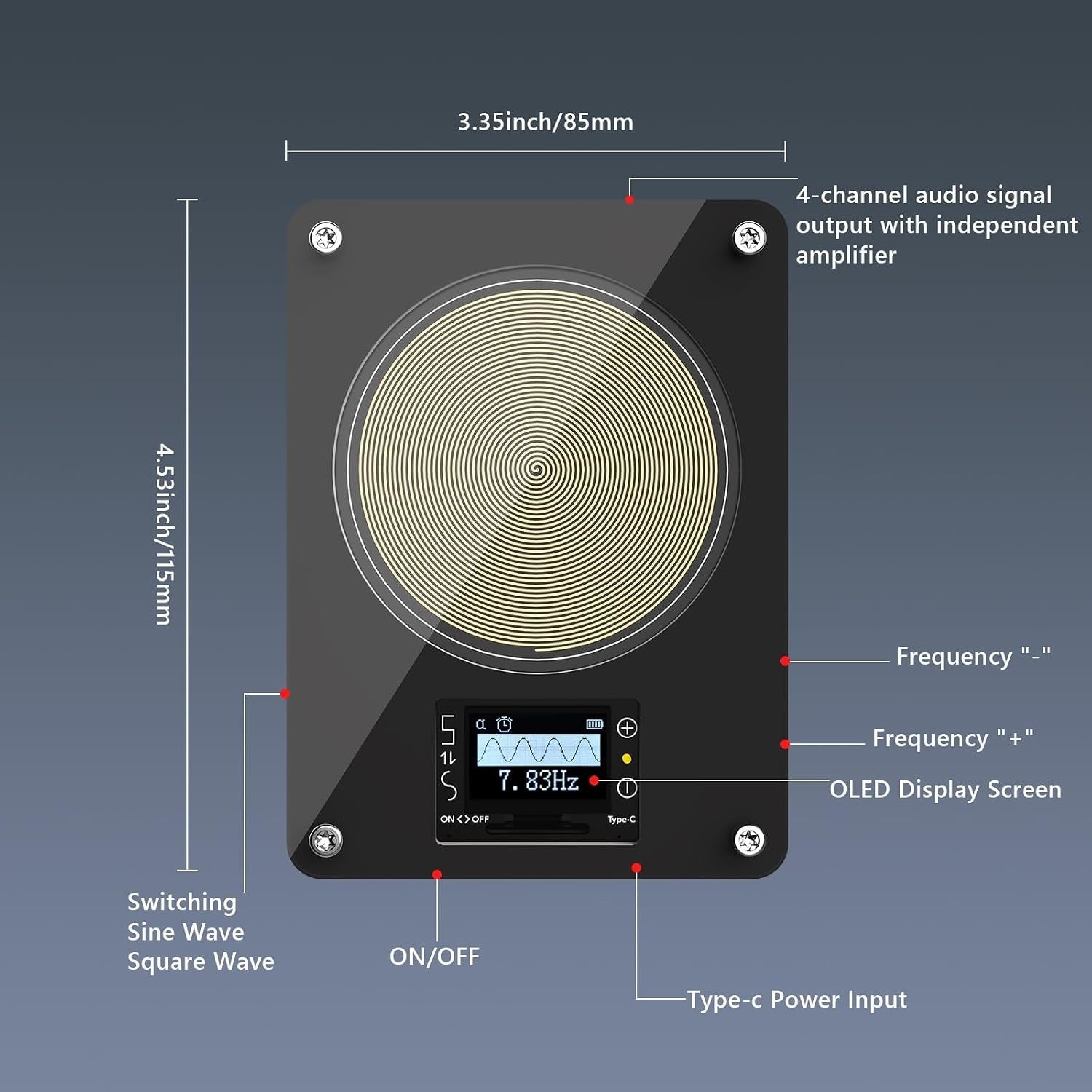 Rechargeable Frequency Generator | Stress Relief & Relaxation Device | Black & White